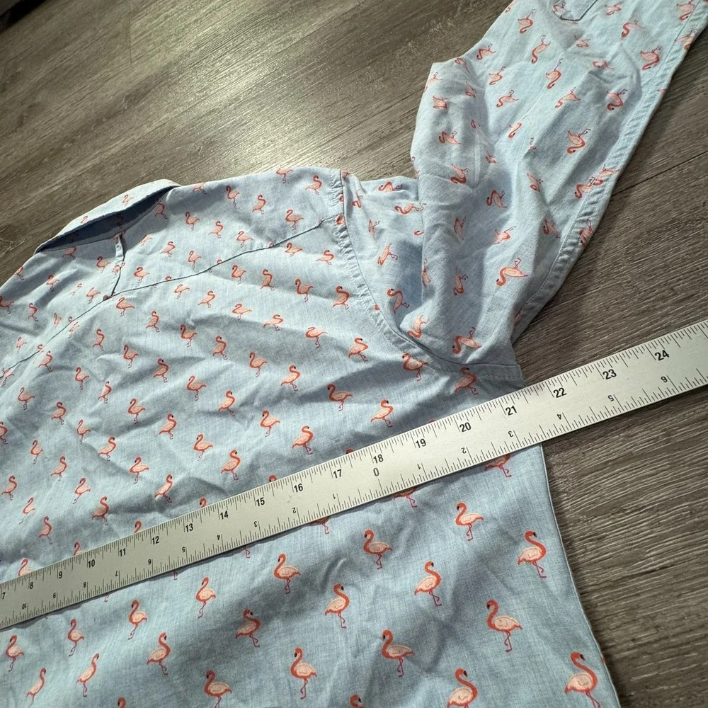 Banana Republic Shirt Mens Medium Flamingo All Over Print Luxe‎ Poplin Pocket